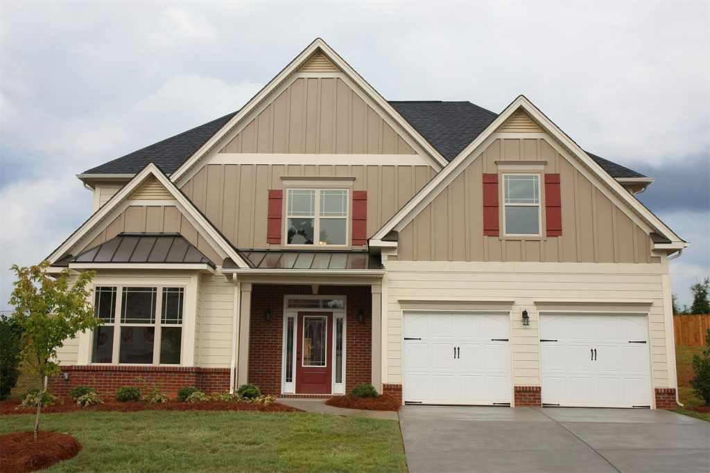 Stock photo of a home with HardiePanel Veritcal Siding